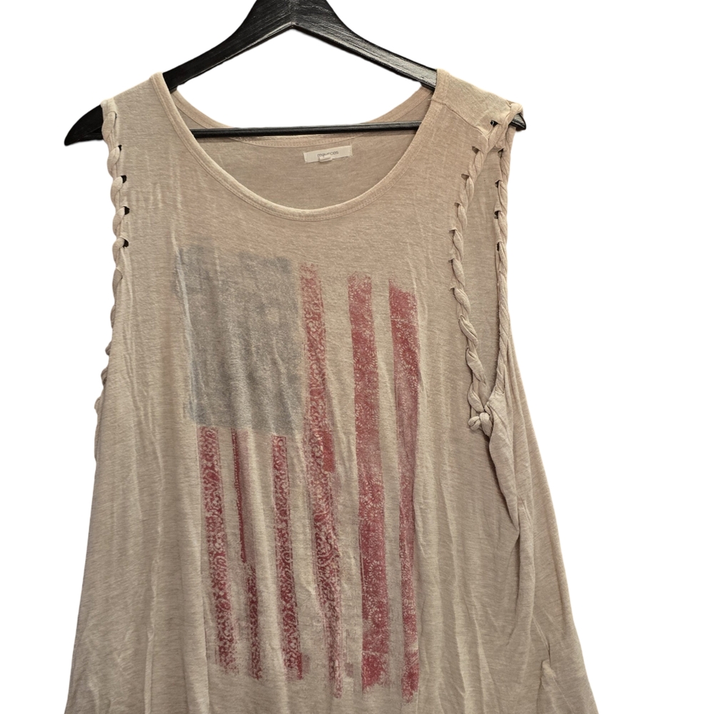 Maurices Beige Flag Print Muscle Tee